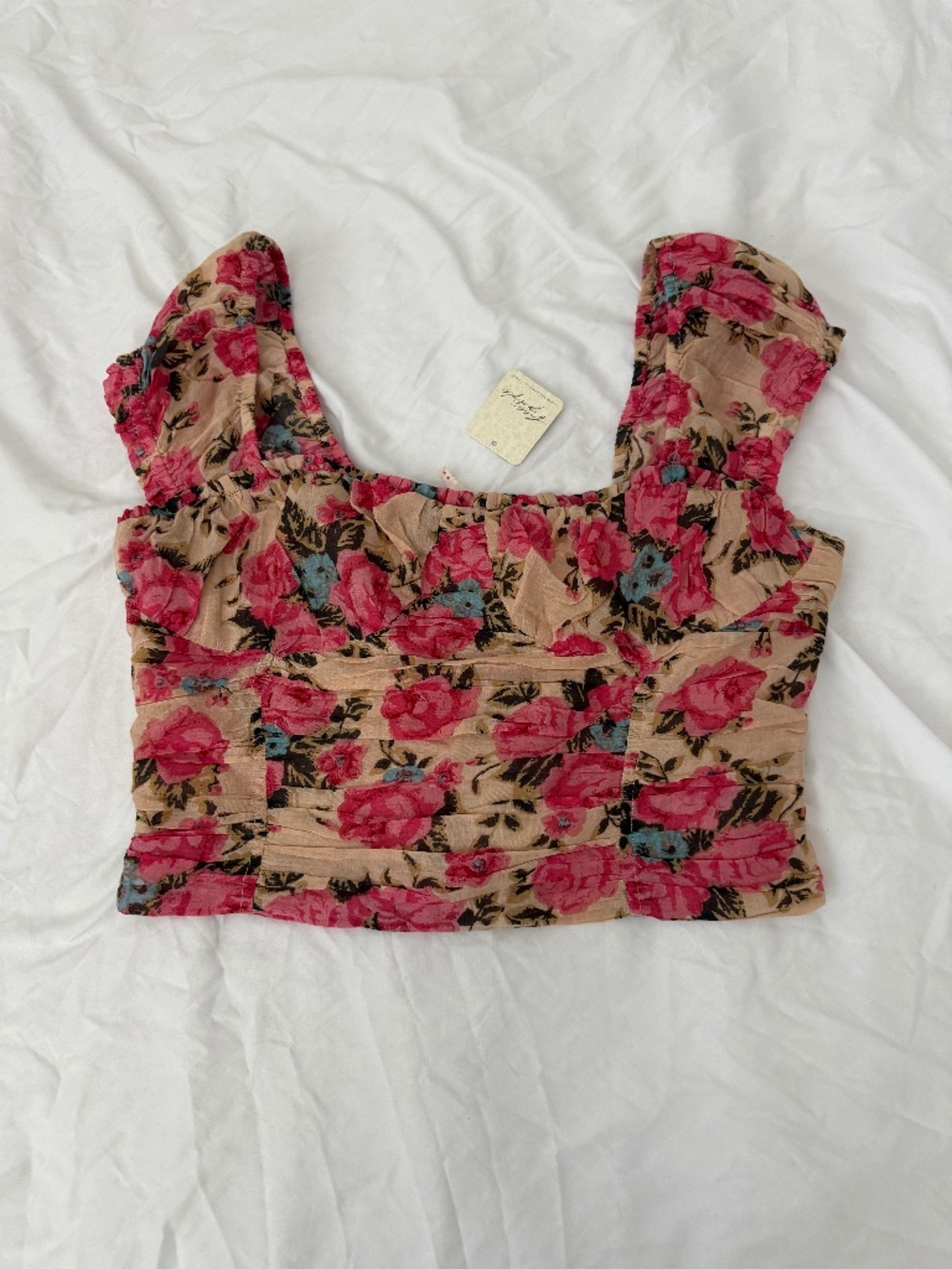 free people little bloom corset top Size Medium Details : - color: ivory combo